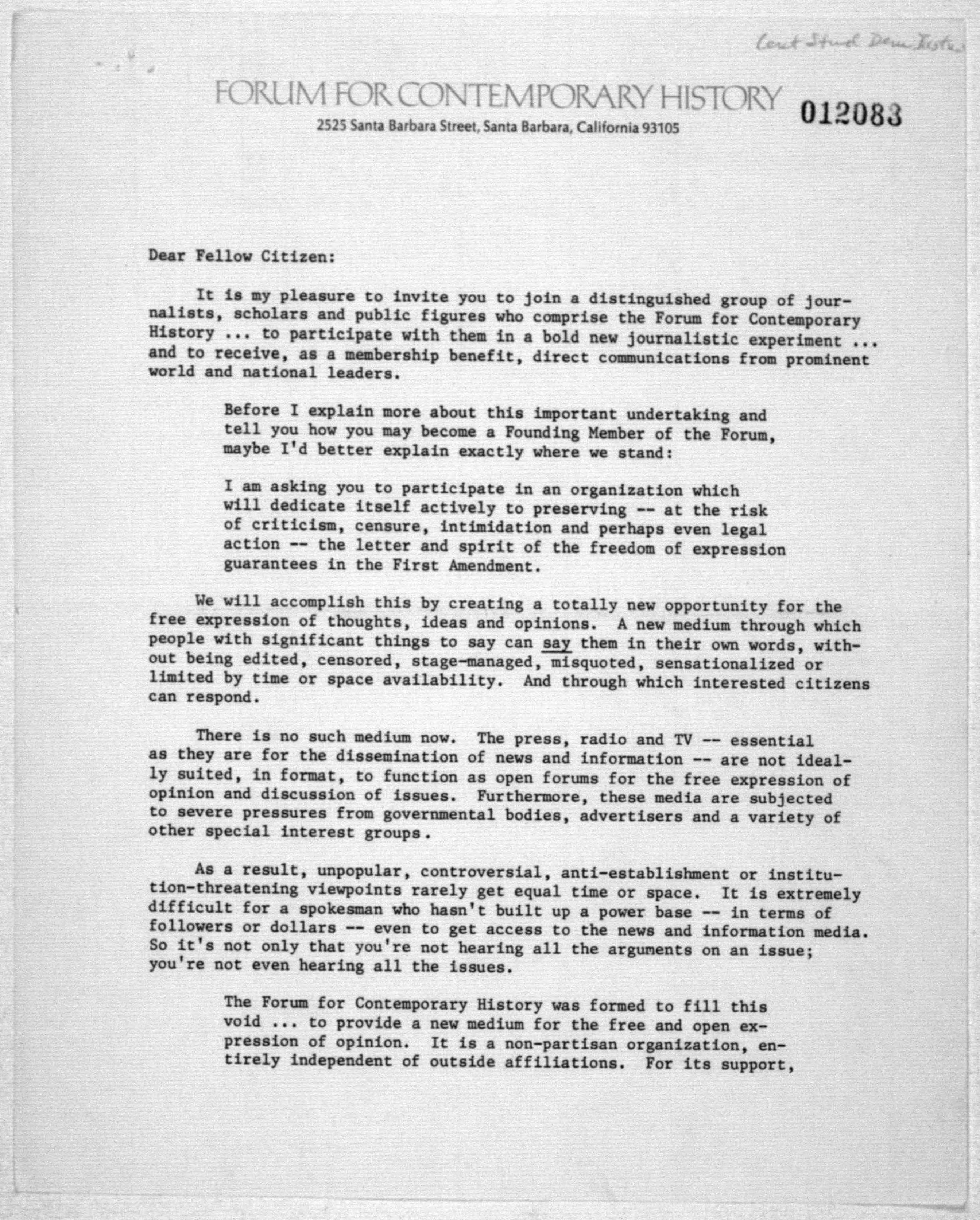 Scanned image of the current content page