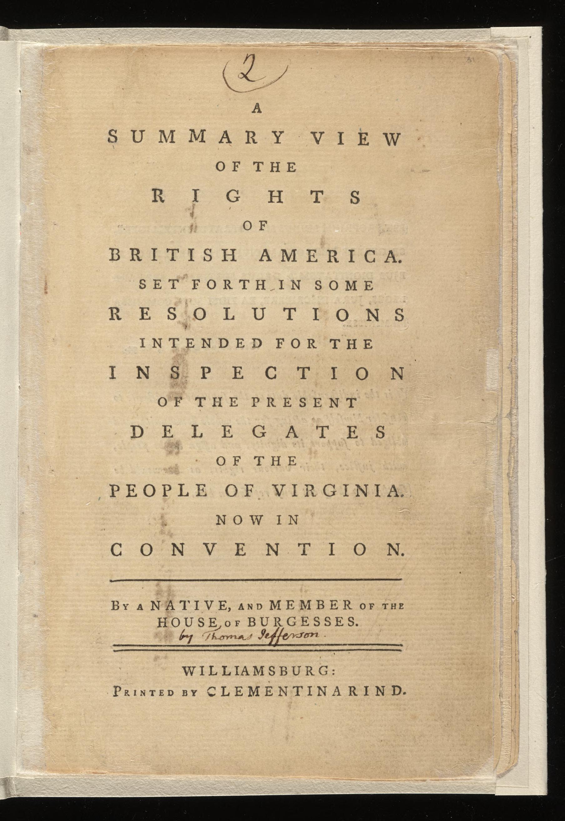 By the People A summary view of the rights of British America : set ...